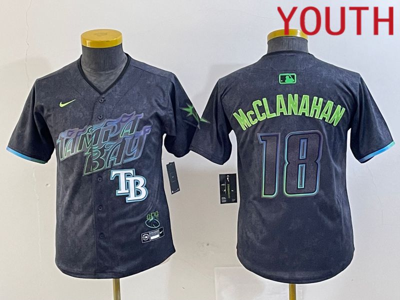 Youth Tampa Bay Rays 18 Mcclanahan Nike MLB Limited City Connect Black 2024 Jersey style 5
